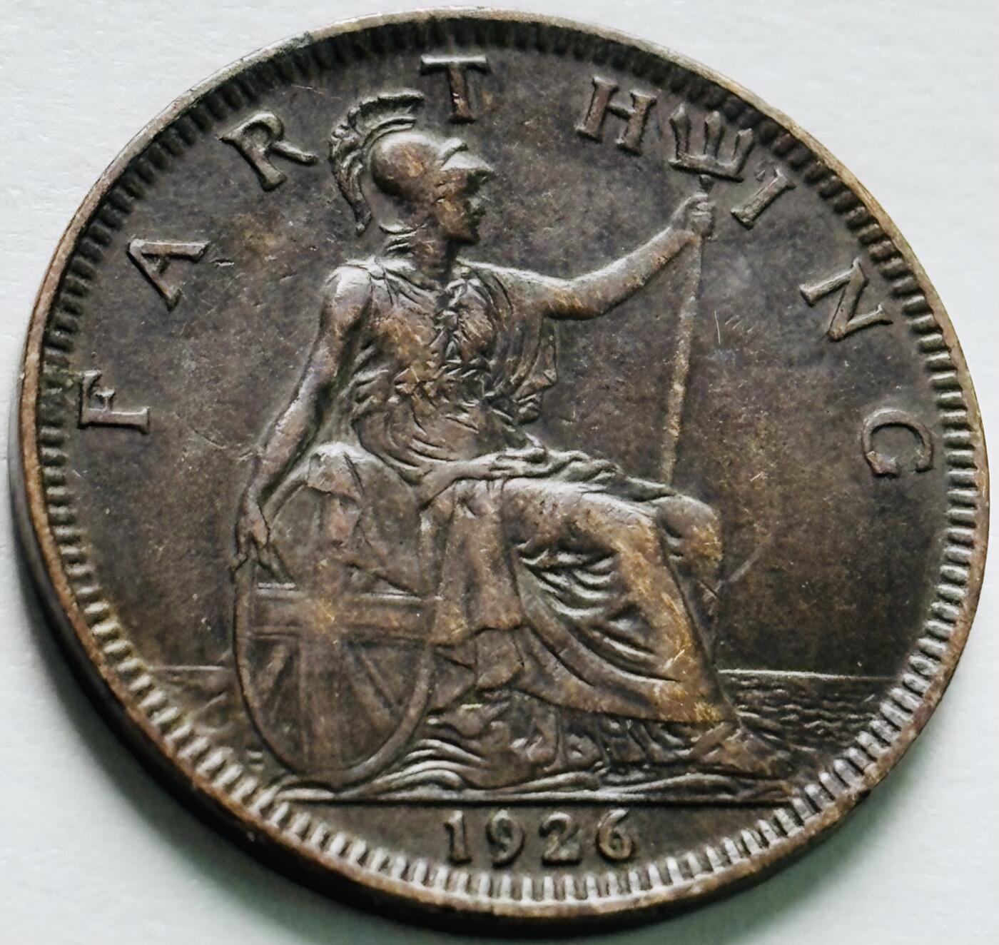 文馨钱币收藏第 240 场，各国老铜币，欢迎关注 极美品 1926 年英国乔治五世法新古铜币