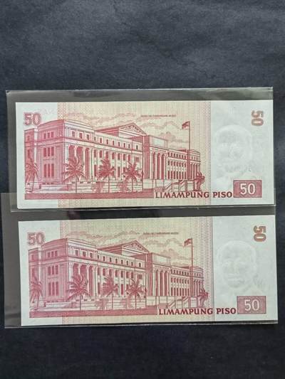 外国纸币专场250607第四十七场 菲律宾🇵🇭2013年版50比索纪念钞二张，全新品相UNC。