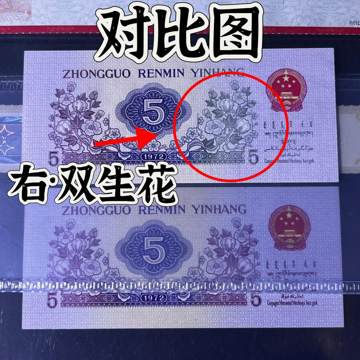 【错版】1972年伍角，右·双生花，68分，号码随机发货！