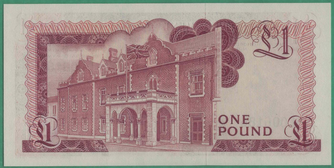 直布罗陀1983年1镑 P-20c 四位小号 倒置号(无23457)尾186 实物图 UNC 