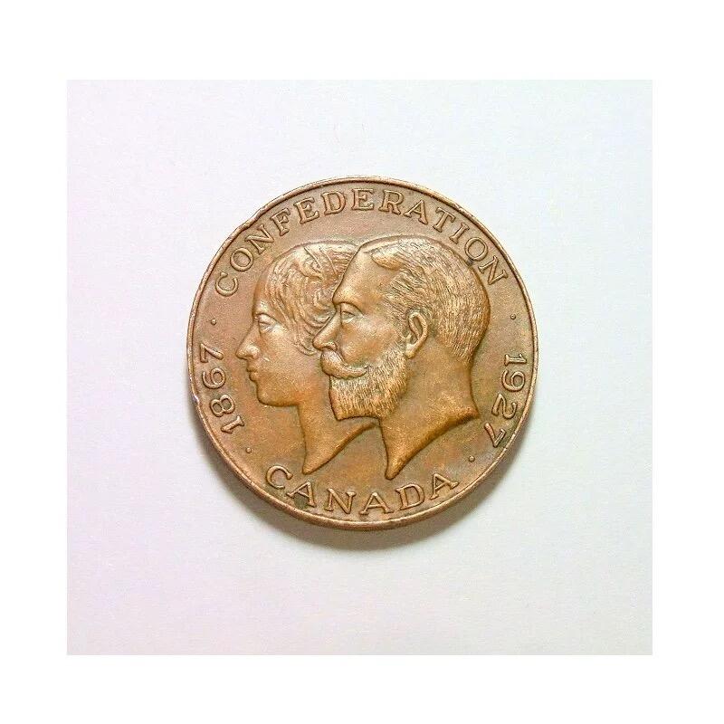 英国1927年 乔治五世出访加拿大高浮雕精制铜章 26MM