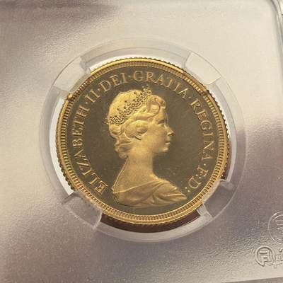 博洋堂世界钱币拍卖第121期（全场包邮） - 英国1979年伊丽莎白二世女王1索维林精制金币，马剑金币，ultra cameo少见，可当镜子。