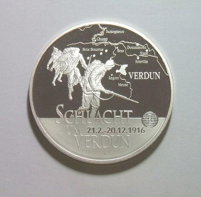 一战著名凡尔登战役+鹰徽 精制大镀银章 40MM