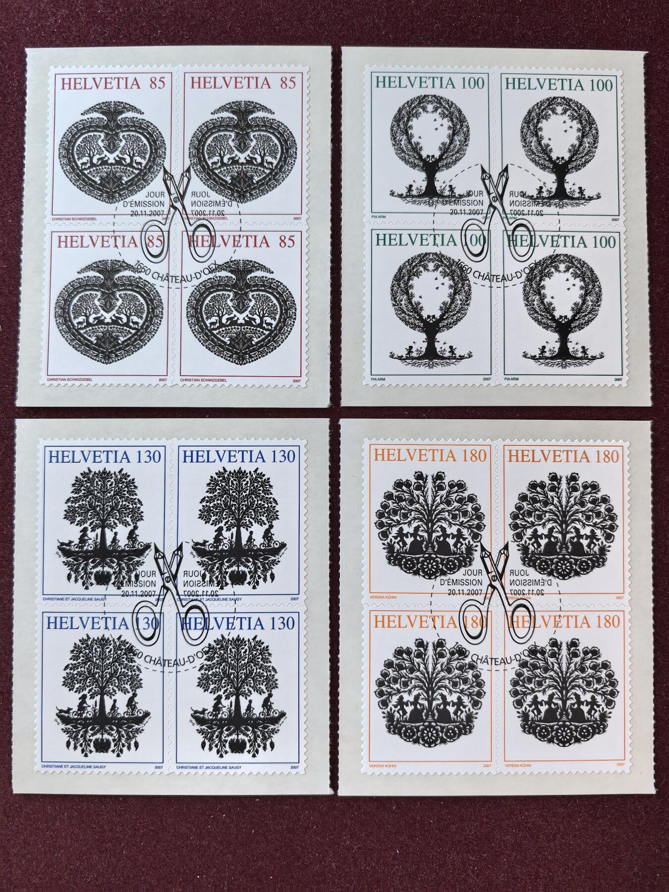 联合阁邮币社™ ——“精品多国邮票” 瑞士 2007年 剪纸艺术 4全