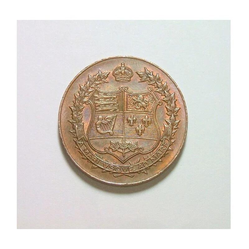 英国1927年 乔治五世出访加拿大高浮雕精制铜章 26MM