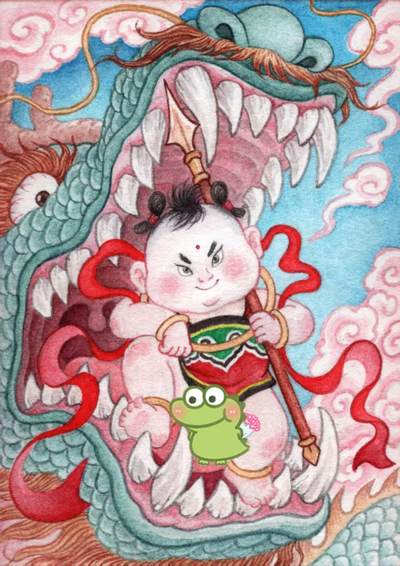 昆仑万象母卡手绘专题档（劳动最光荣） - 昆仑万象刘伟哪吒闹海手绘母卡