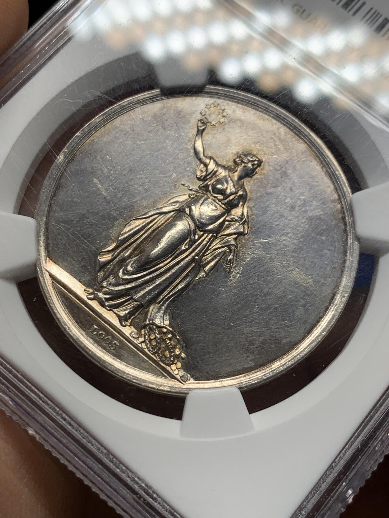 《竞宝斋》第376场 周日，周一 2场连拍 （全场包邮） NGC UNC 19世纪德国儿童慈善奖章纪念银章 名家Loos作品