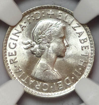 紫瑗钱币——第573期 - 澳大利亚 1963年 伊丽莎白二世 3便士 银币 NGC MS65