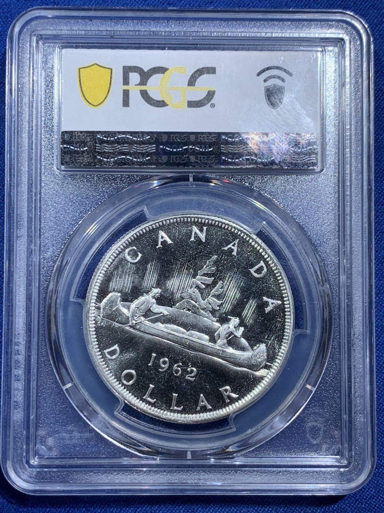 《竞宝斋》第377场 周日，周一 2场连拍 （全场包邮） PCGS PL66 加拿大1962年 1元类精致银币 经典划船