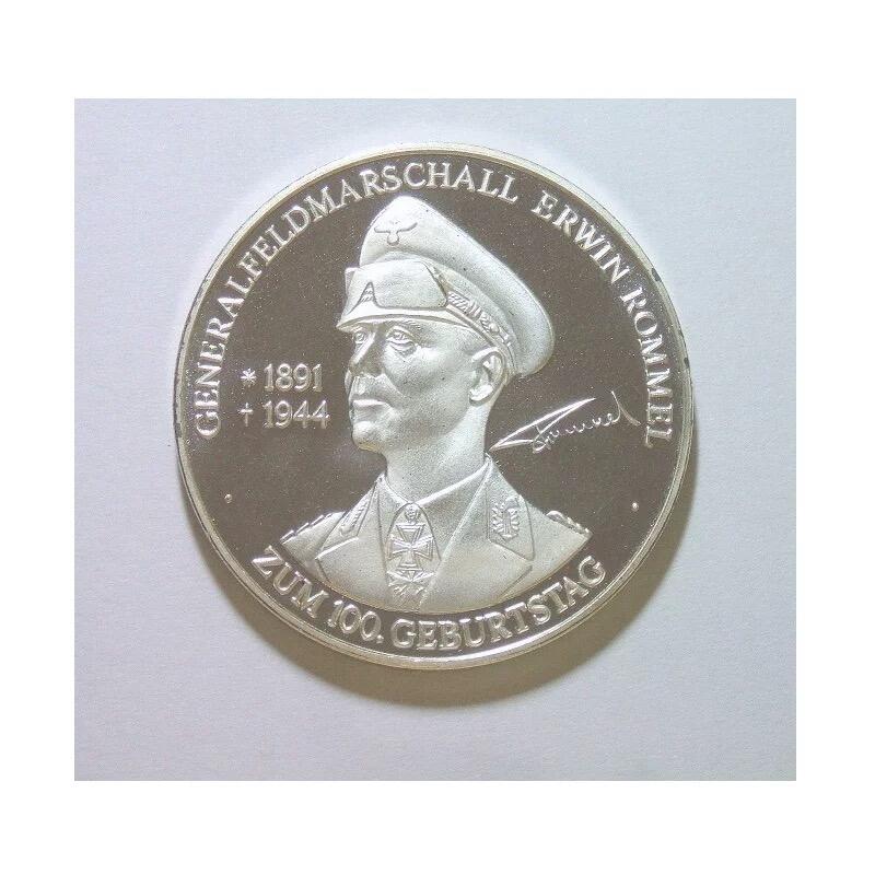德国沙漠之狐隆美尔 半履带装甲车金字塔高浮雕精制镀银章 40MM