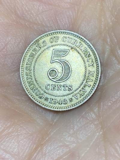 2025年第三十七场(总第六十三场）外国好品散币(免佣金) - 金色包浆好品英属马来亚1943年5分(乔治六世时期第二版，首发年仅发行2年)
