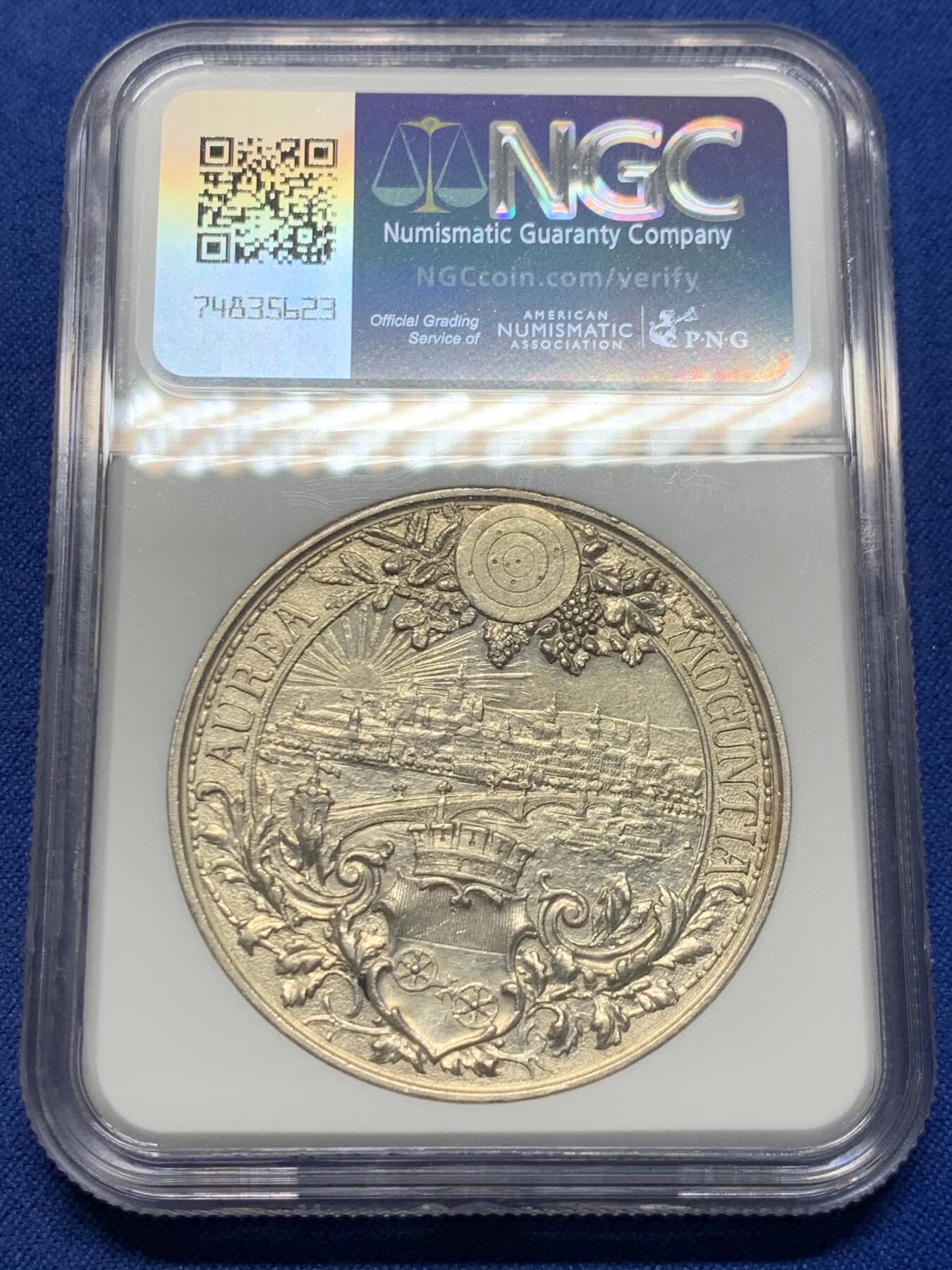 《竞宝斋》第377场 周日，周一 2场连拍 （全场包邮） NGC UNC 德国1894年美因茨射击节纪念银章
