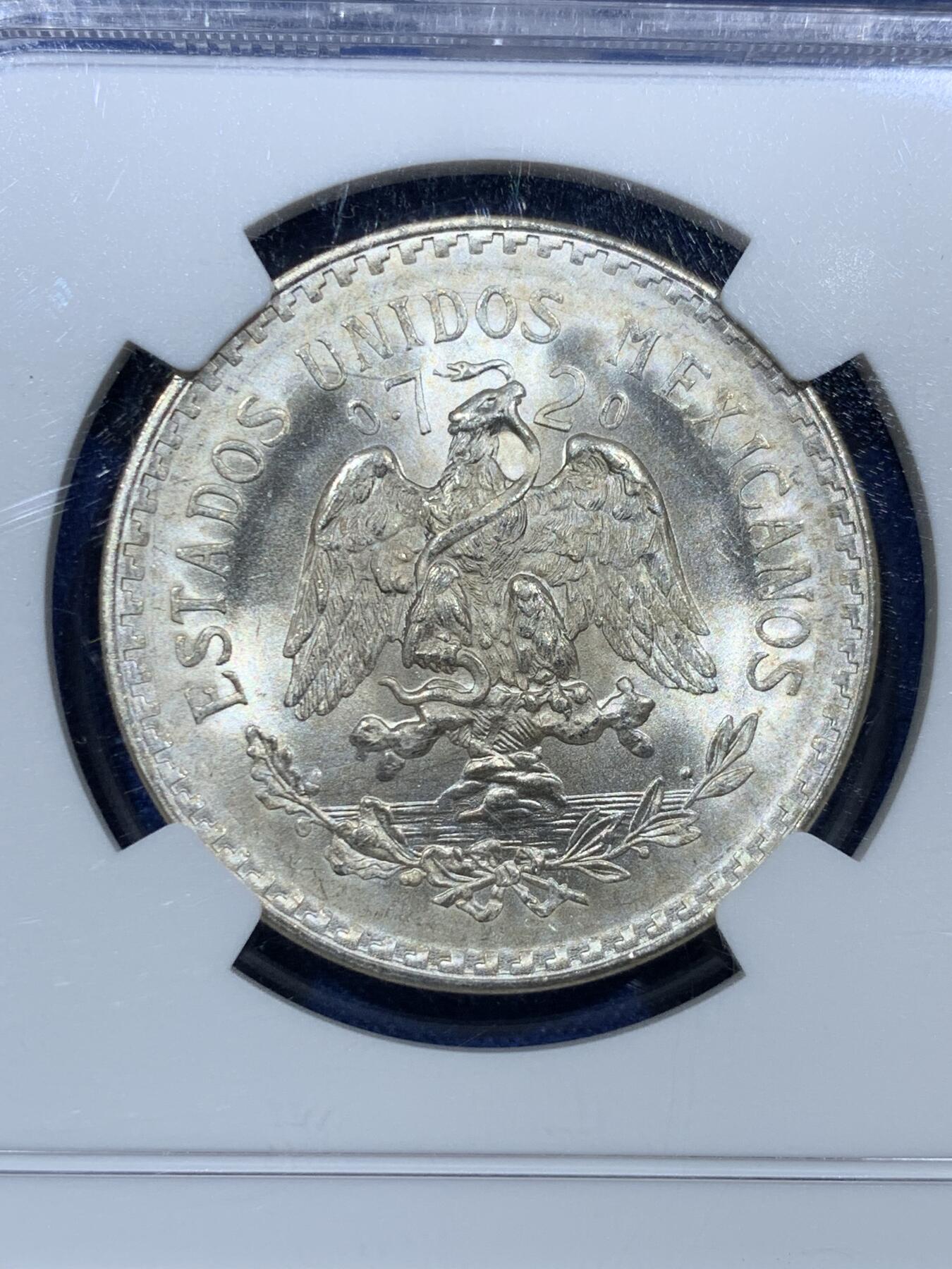 《竞宝斋》第377场 周日，周一 2场连拍 （全场包邮） NGC MS66 墨西哥1944年高分1比索银币