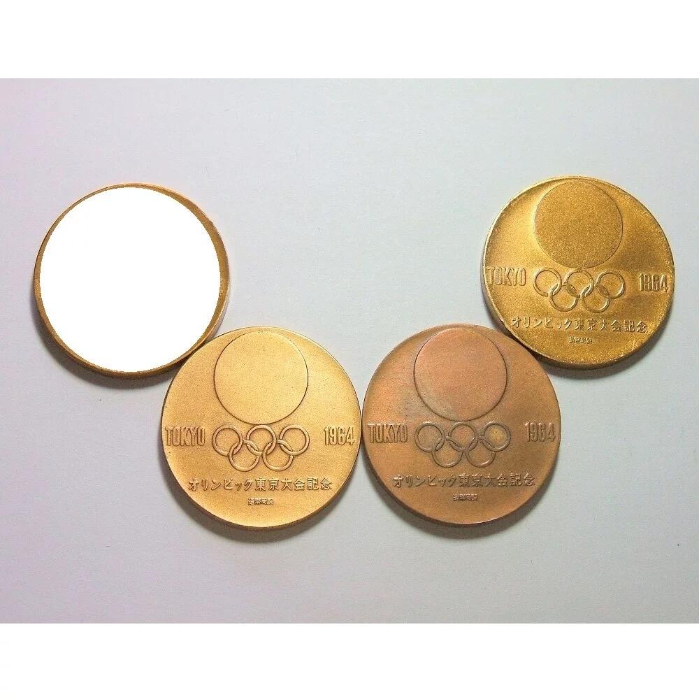 单枚价 日本1964年东京奥运会五环 短跑百米飞人高浮雕铜章 30MM