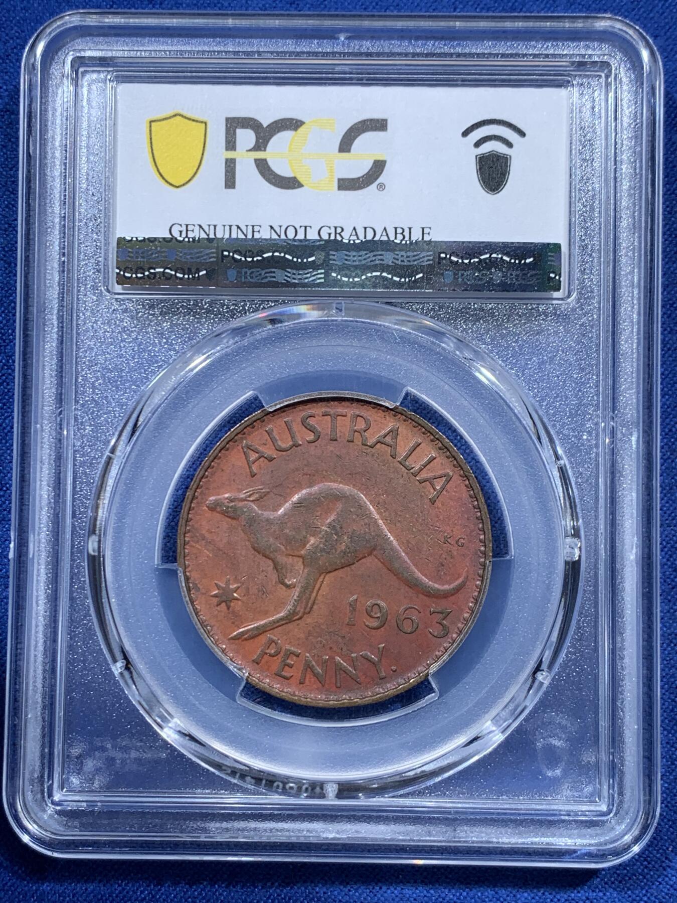 《竞宝斋》第377场 周日，周一 2场连拍 （全场包邮） 两枚一组 PCGS MS62BN/UNCD 澳大利亚1964半便士+1963一便士 袋鼠铜币 深打美品 严评状态