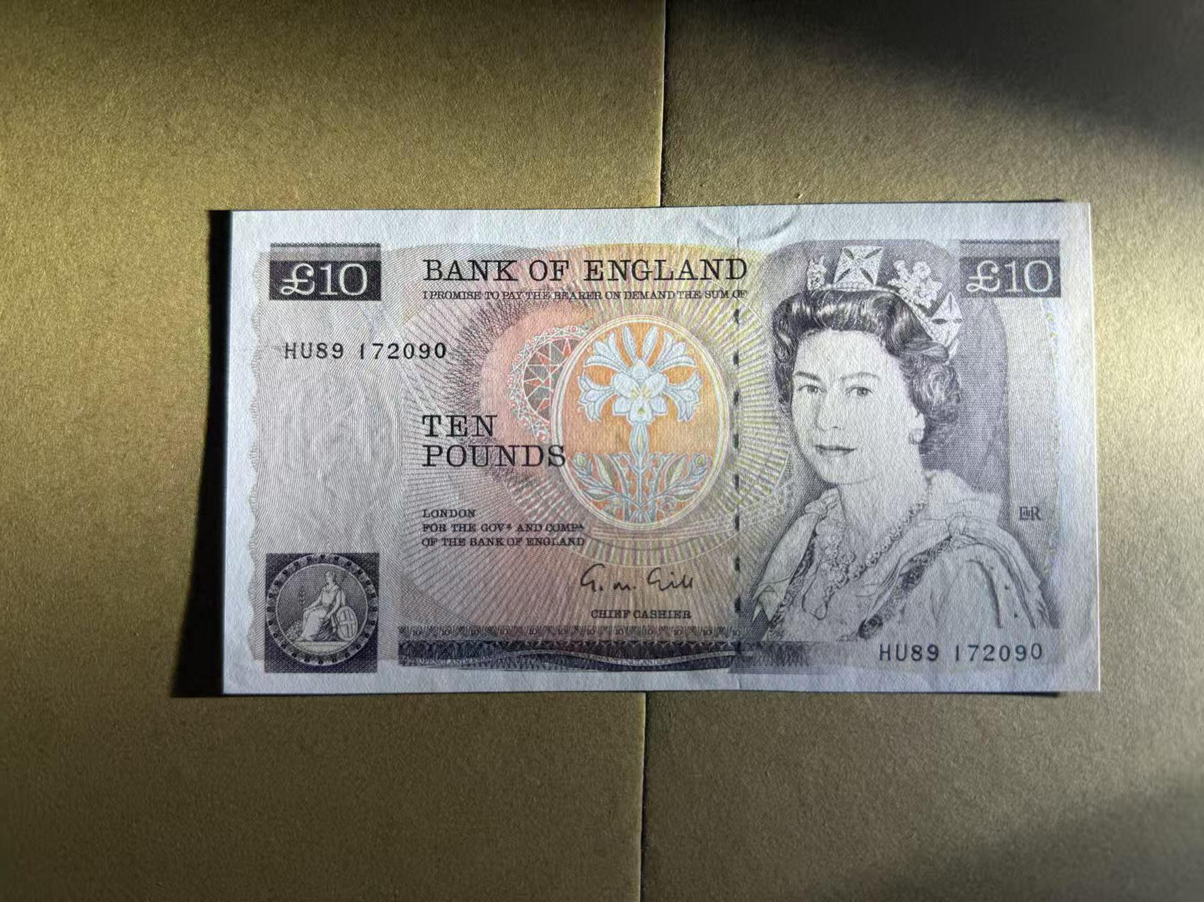 【礼羽收藏】🌏世界钱币拍卖第85期 英国 D序 10 镑 全新unc- 有潮