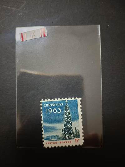 0拍押金0邮     美国上世纪60年代单枚套票 1963.11.1 ，圣诞节，纪念邮票，单枚成套，全新
