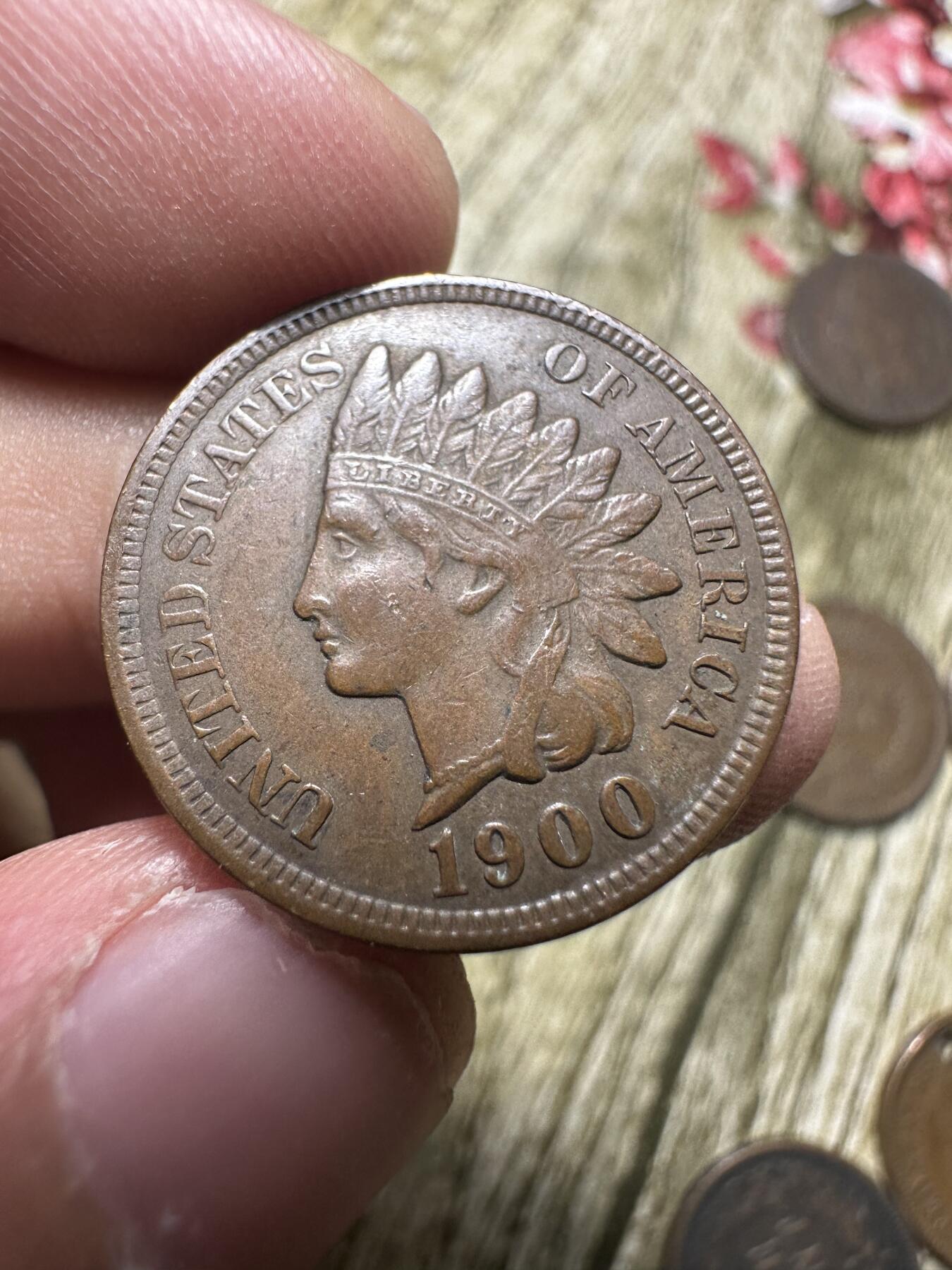 章，世界钱币 极美品相！美国印第安人一分，1900年