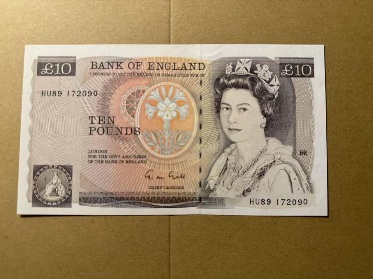 【礼羽收藏】🌏世界钱币拍卖第85期 英国 D序 10 镑 全新unc- 有潮