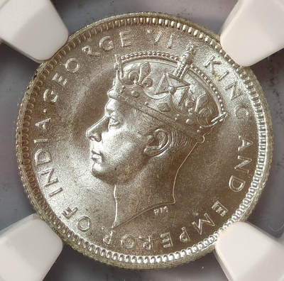 紫瑗钱币——第575期 - 马来亚 1941年 乔治六世 10分 银币 NGC MS66
