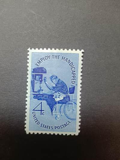 0拍押金0邮     美国上世纪60年代单枚套票 1960.8.28 ，第8届世界残疾人福利协会大会·纽约，纪念邮票，单枚成套，全新