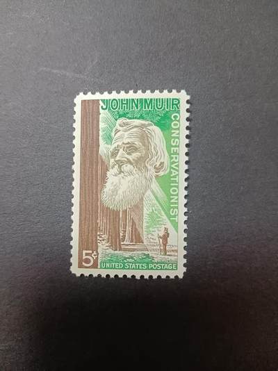 0拍押金0邮     美国上世纪60年代单枚套票 1964.4.29 ，自然资源保护论者约翰·缪尔，纪念邮票，单枚成套，全新