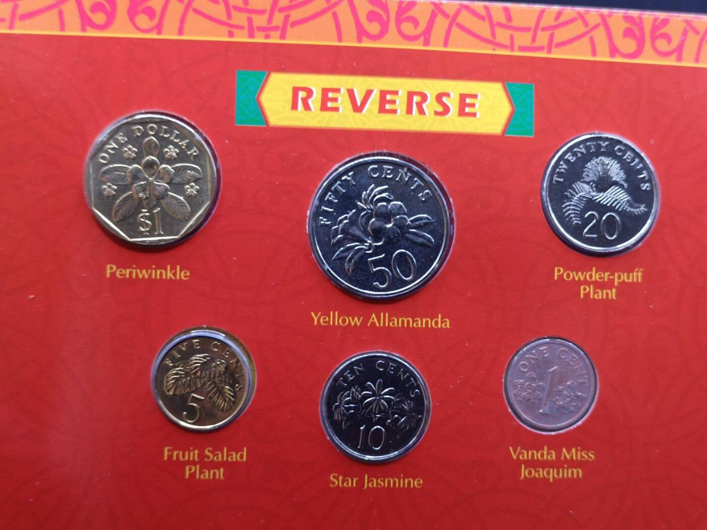 【淘币小摊】实时拍第八百零八拍   银币套币场   满百包邮可预留二周 每周一统一发货   新加坡1999年迎春接福套币含少见5元双色币