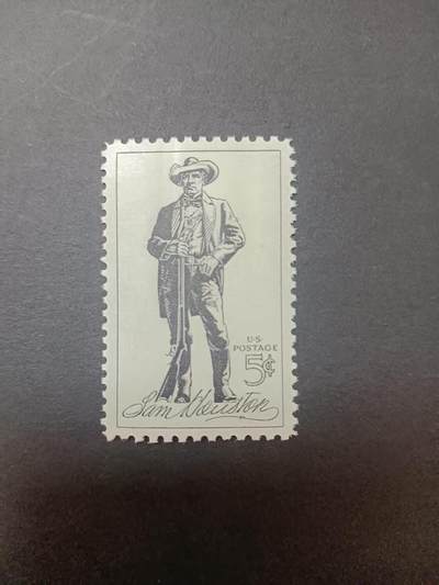 0拍押金0邮     美国上世纪60年代单枚套票 1964.1.10 ，萨姆﹒休斯顿逝世百年，纪念邮票，单枚成套，全新