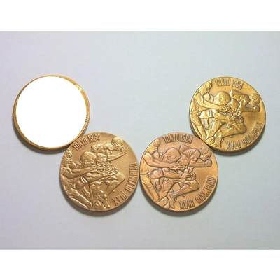 单枚价 日本1964年东京奥运会五环 短跑百米飞人高浮雕铜章 30MM - 单枚价 日本1964年东京奥运会五环 短跑百米飞人高浮雕铜章 30MM
