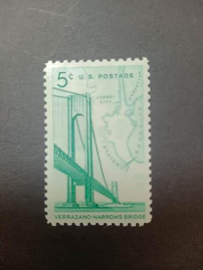 0拍押金0邮     美国上世纪60年代单枚套票 1964.11.21 ，弗拉扎诺——纳曼斯桥开通，纪念邮票，单枚成套，全新