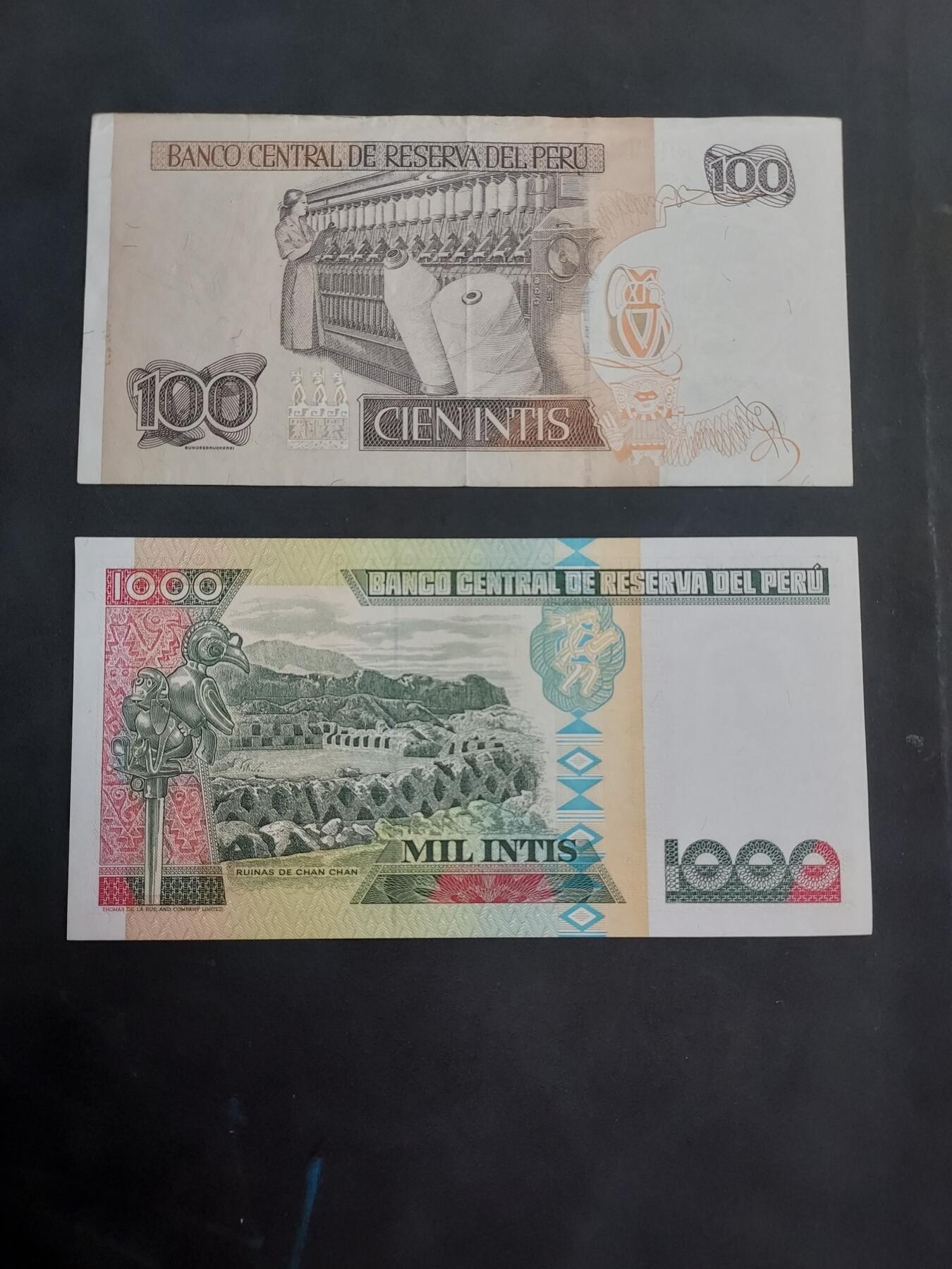 博彦收藏 5月7日 8点钱币专场 秘鲁纸币2张 1000UNC / 100 EF9品左右