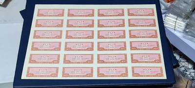票证拍场    都是整版或者联票 赤峰市地方面票，整版24联，壹佰克（贰市两），1989年发行
