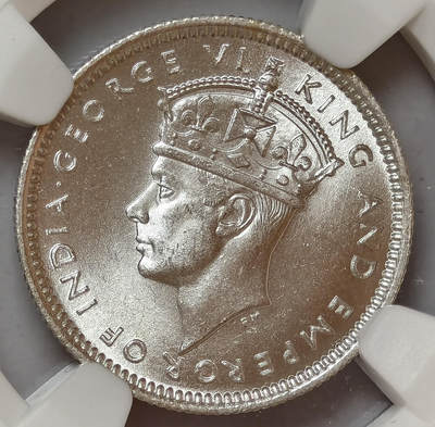 紫瑗钱币——第578期 - 马来亚 1941年 乔治六世 10分 银币 NGC MS66