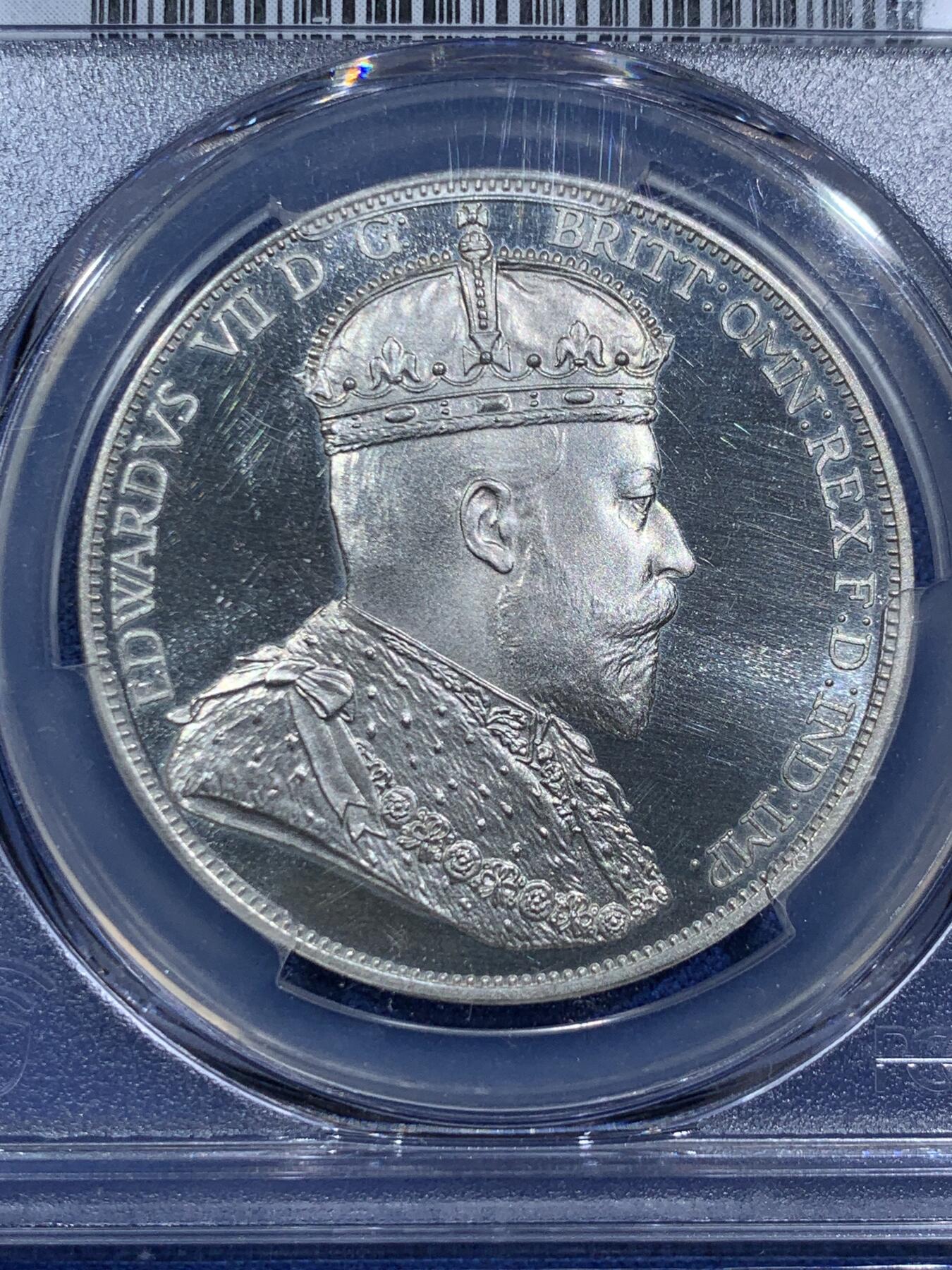 《竞宝斋》第377场 周日，周一 2场连拍 （全场包邮） PCGS PR67DCAM 香港 爱德华七世 一元银币 臆造版本 镜面深浮雕 品种不多见