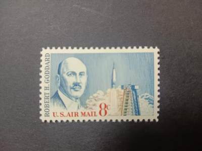 0拍押金0邮     美国上世纪60年代单枚套票 1964.10.5 ，物理学家、火箭研究先驱罗伯特H·戈达德，纪念邮票，单枚成套，全新