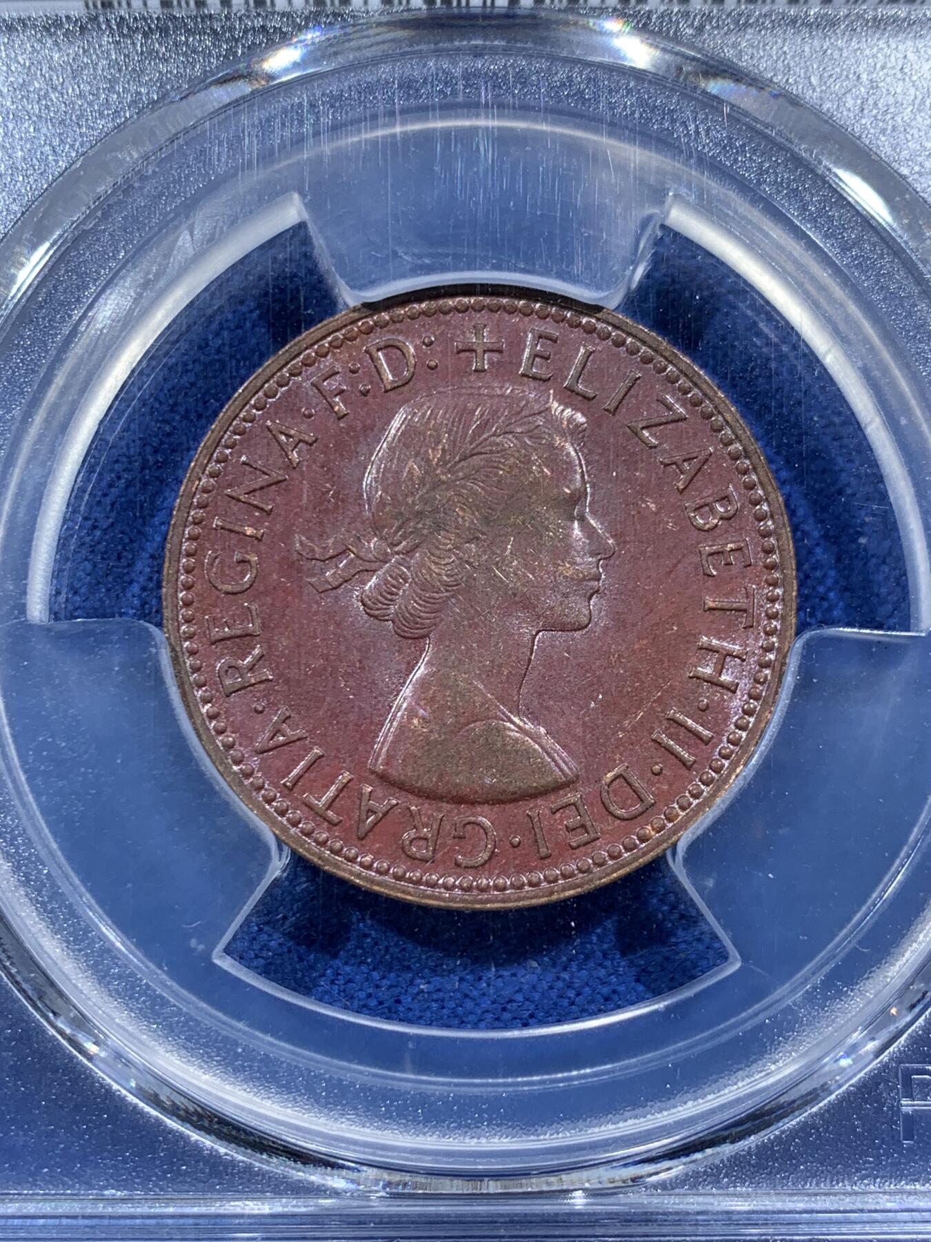 《竞宝斋》第377场 周日，周一 2场连拍 （全场包邮） 两枚一组 PCGS MS62BN/UNCD 澳大利亚1964半便士+1963一便士 袋鼠铜币 深打美品 严评状态