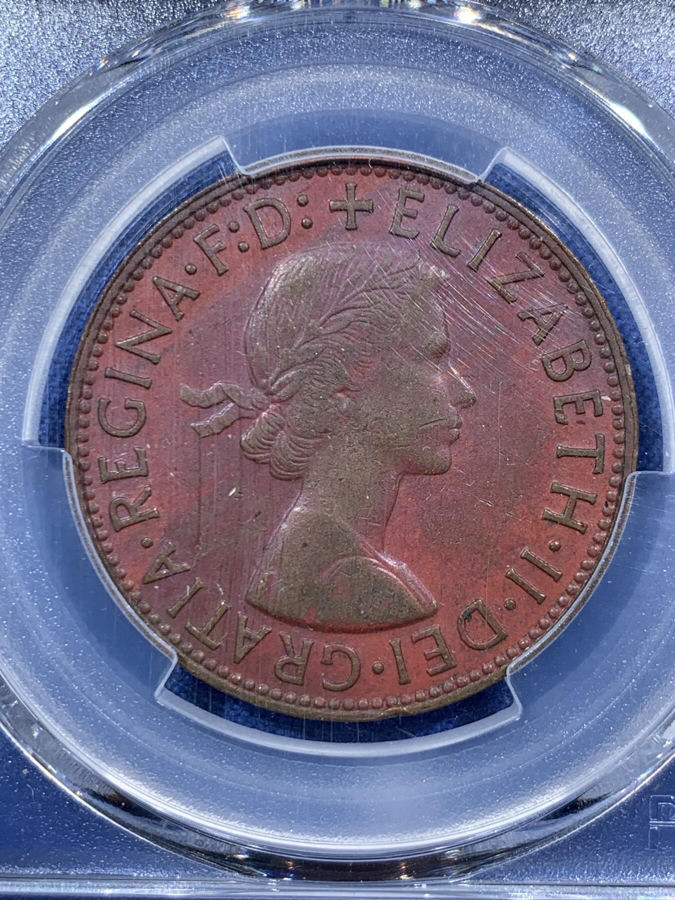 《竞宝斋》第377场 周日，周一 2场连拍 （全场包邮） 两枚一组 PCGS MS62BN/UNCD 澳大利亚1964半便士+1963一便士 袋鼠铜币 深打美品 严评状态