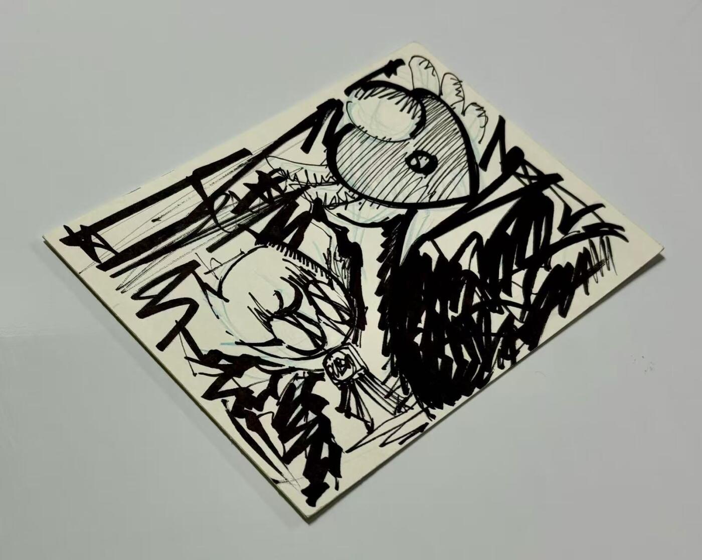 零元拍：歪歪亲笔签名亲绘原画色卡，尺寸：21CMX14CM，不是复制画哦