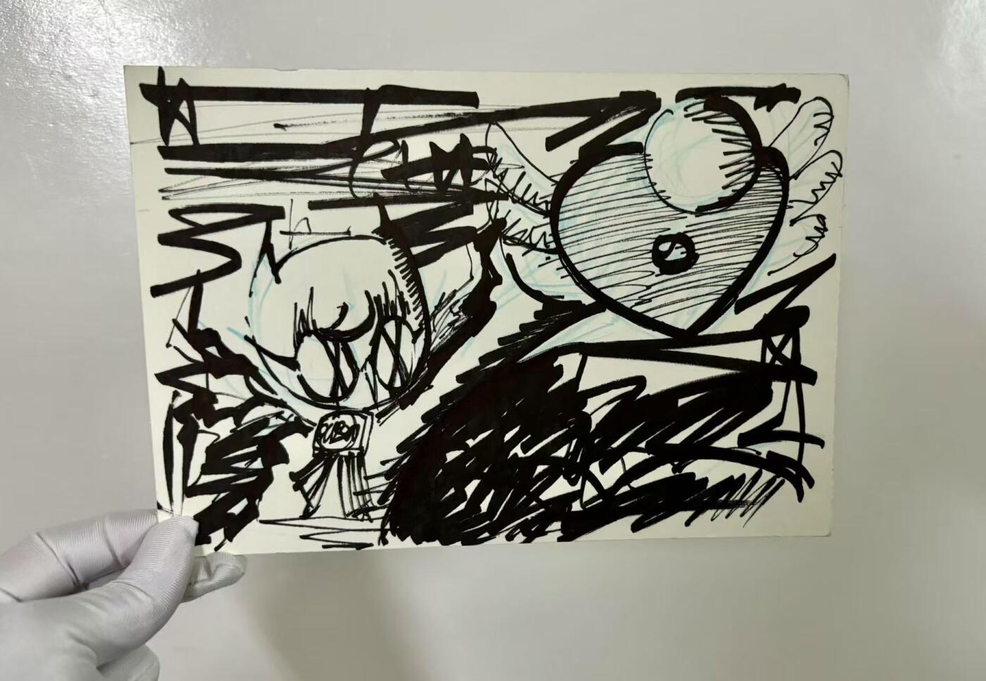 零元拍：歪歪亲笔签名亲绘原画色卡，尺寸：21CMX14CM，不是复制画哦