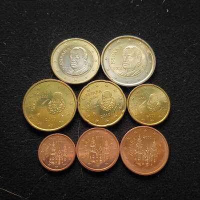 0起1加再包邮-纯粹捡漏拍-423散币银币场 - 西班牙2010年欧元8枚套币