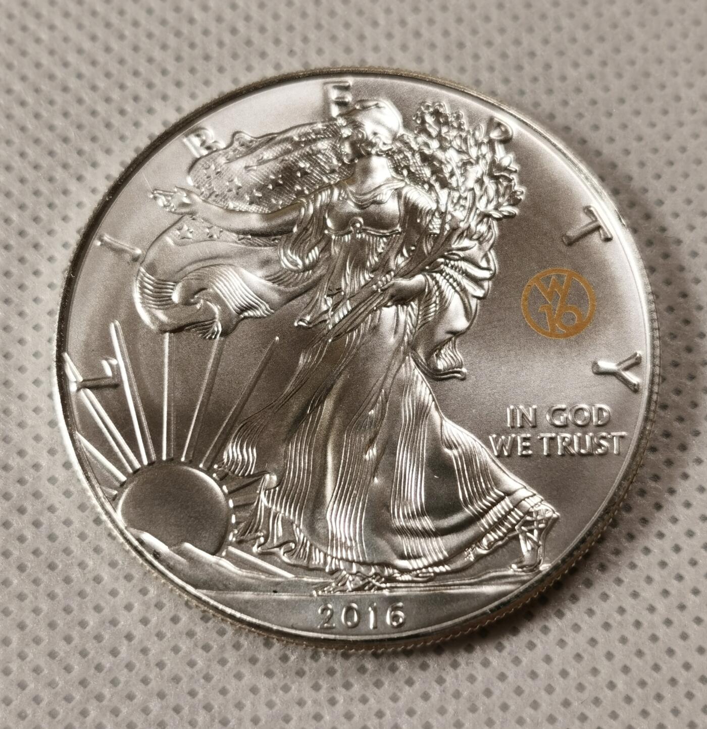  甄臻铺-世界币章拍卖（第15期）套币，现代银币专场。送拍享返佣金等优惠多多 美国2016行走女神1美元银币，带W16铸造标记，少见