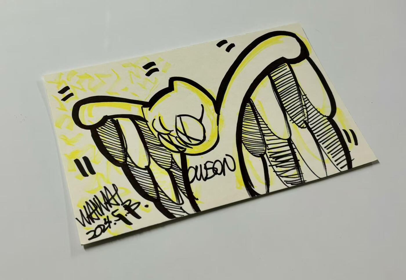 零元拍：歪歪亲笔签名亲绘原画色卡，尺寸：25CMX15CM，不是复制画哦