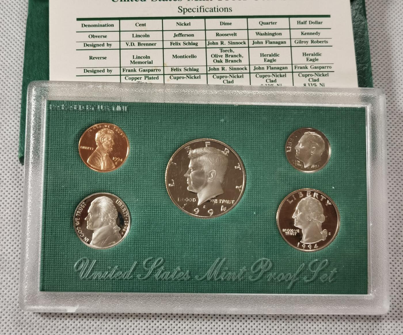  甄臻铺-世界币章拍卖（第15期）套币，现代银币专场。送拍享返佣金等优惠多多 美国1994年盒装精制套币，几乎未氧化