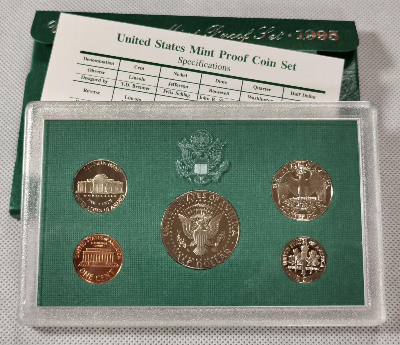  甄臻铺-世界币章拍卖（第15期）套币，现代银币专场。送拍享返佣金等优惠多多 美国1995年盒装精制套币，几乎未氧化