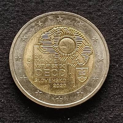 0起1加再包邮-纯粹捡漏拍-423散币银币场 - 斯洛伐克2020年2欧元斯洛伐克加入经合组织20周年双色纪念币