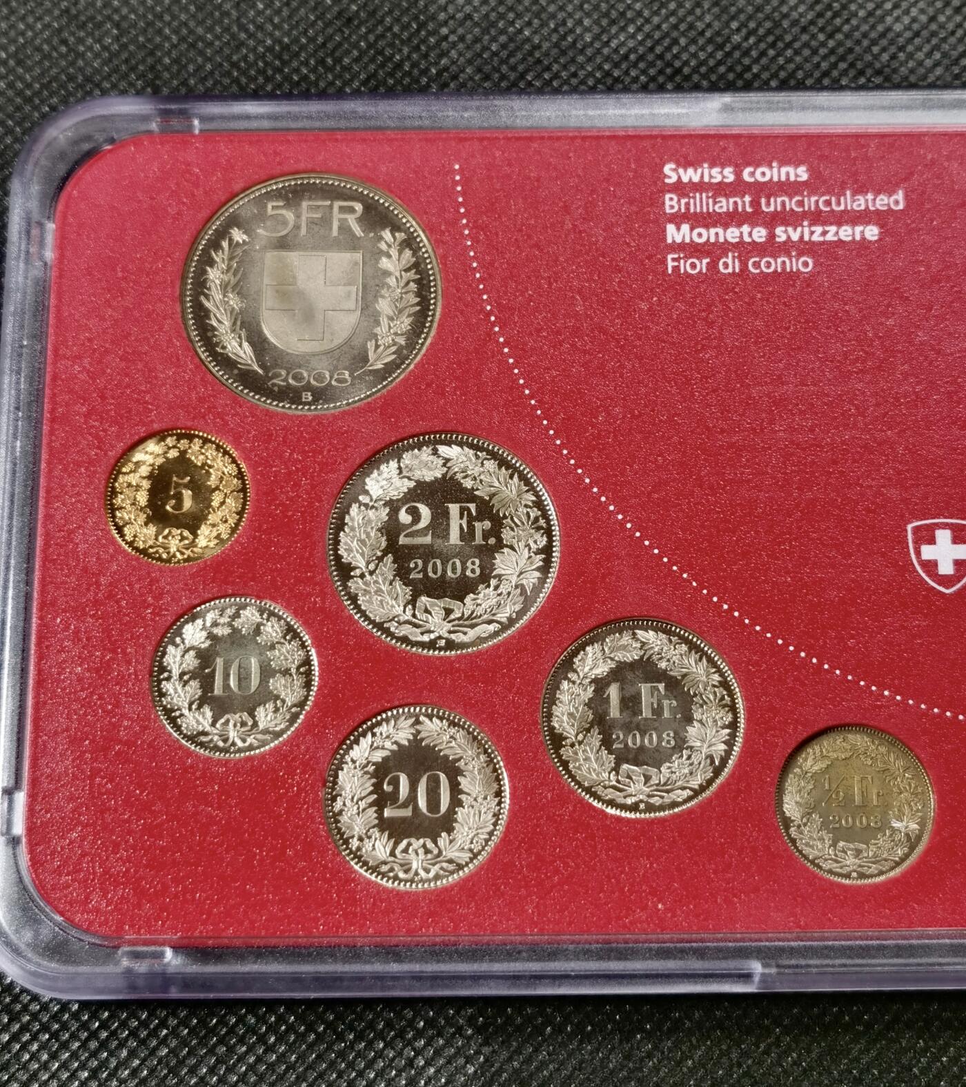  甄臻铺-世界币章拍卖（第15期）套币，现代银币专场。送拍享返佣金等优惠多多 瑞士2008年8枚官方套币