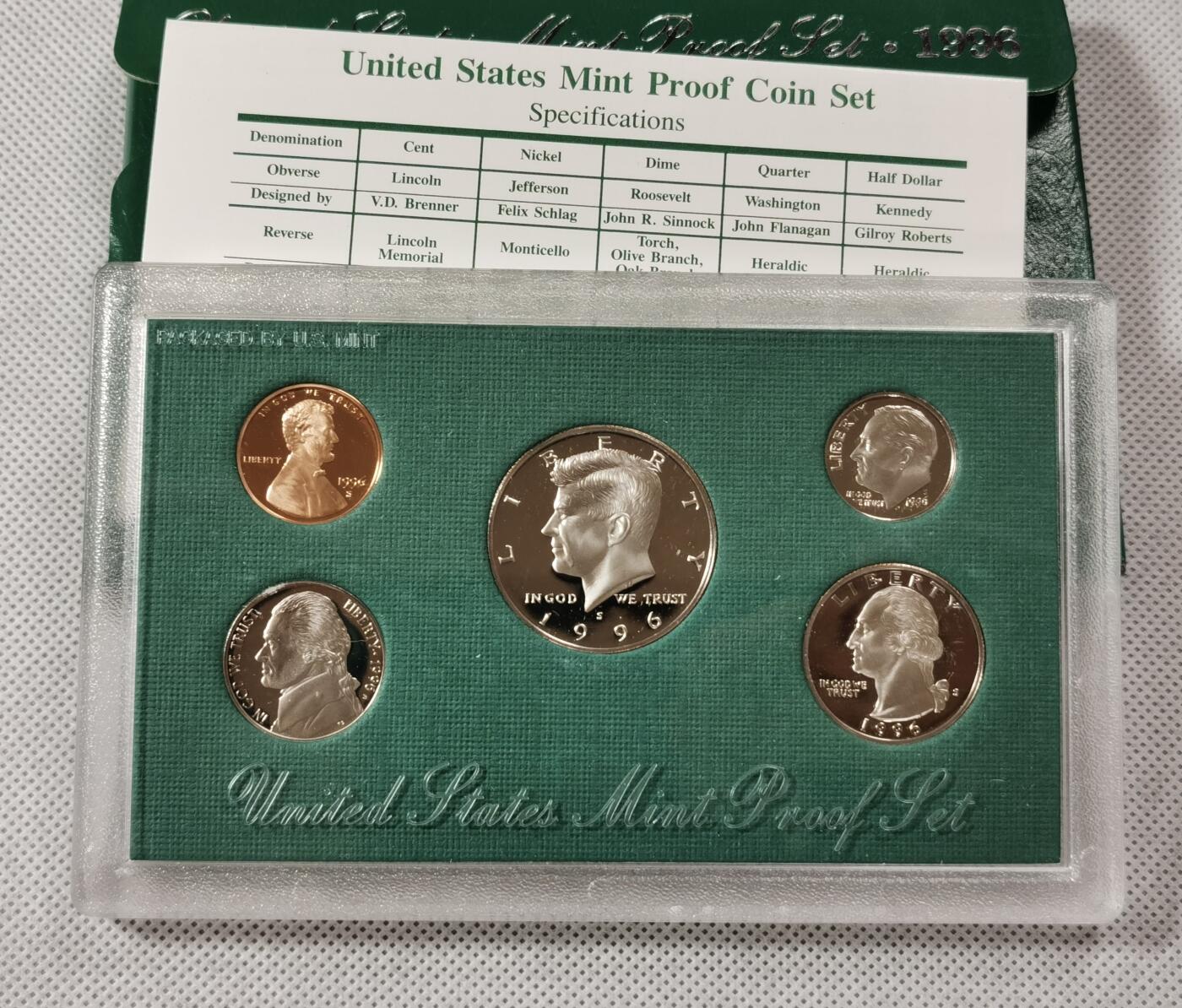  甄臻铺-世界币章拍卖（第15期）套币，现代银币专场。送拍享返佣金等优惠多多 美国1996年盒装精制套币，几乎未氧化