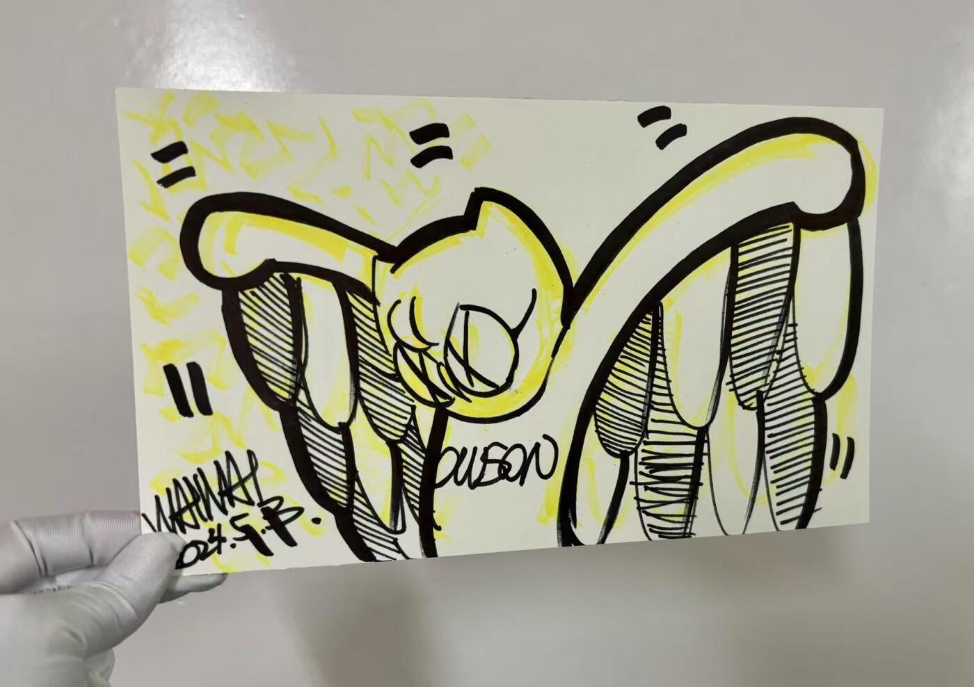 零元拍：歪歪亲笔签名亲绘原画色卡，尺寸：25CMX15CM，不是复制画哦