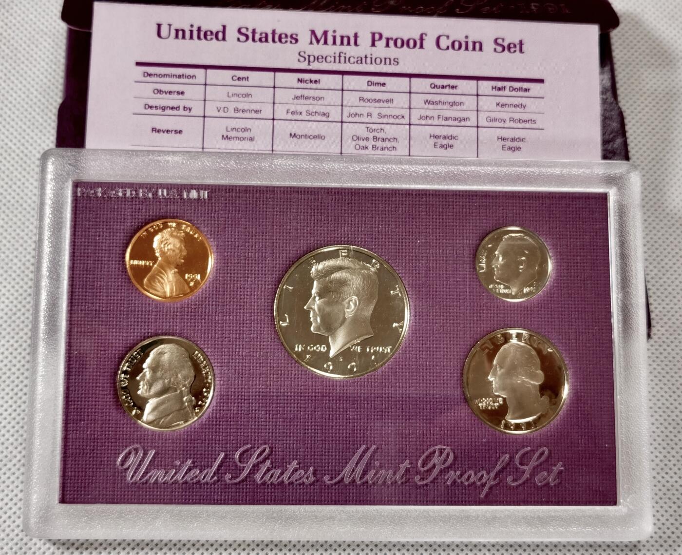  甄臻铺-世界币章拍卖（第15期）套币，现代银币专场。送拍享返佣金等优惠多多 美国1991年盒装精制套币，几乎未氧化