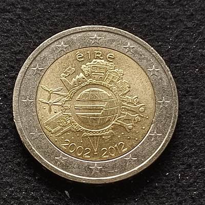 0起1加再包邮-纯粹捡漏拍-423散币银币场 - 爱尔兰2012年2欧元欧元十周年双色纪念币